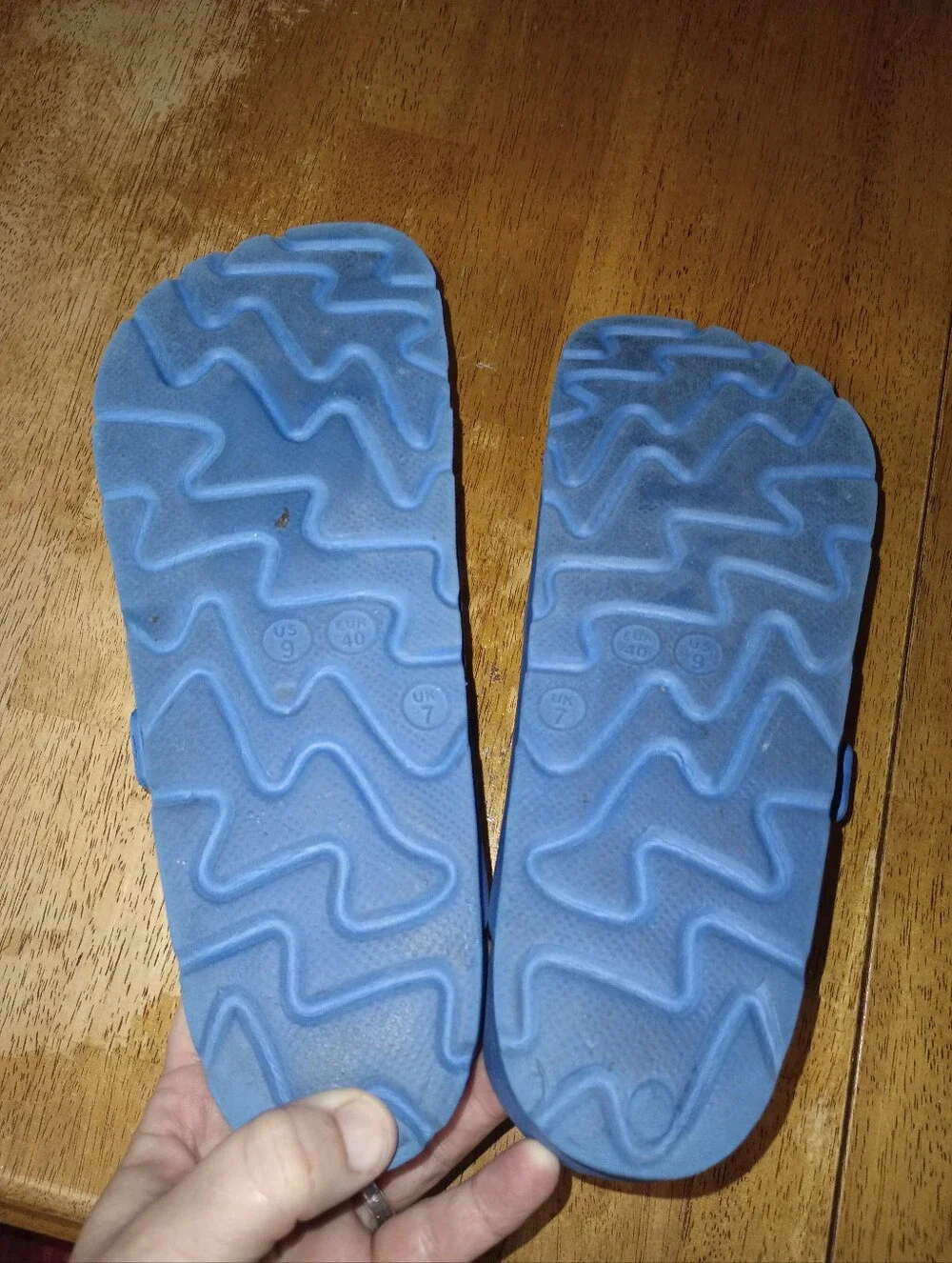 H2K Platform Double Buckle Eva Slides. Royal Blue & White. Women's 9